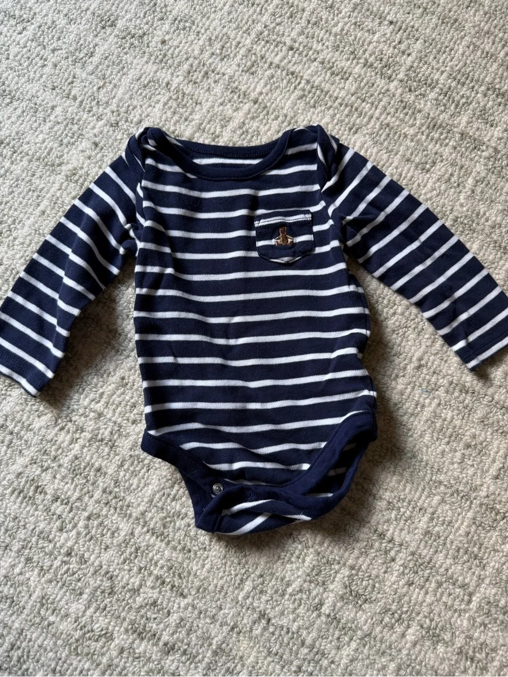 GAP, H&M & Old Navy Baby One-Piece Bodysuits in White, Navy, and Sage Green